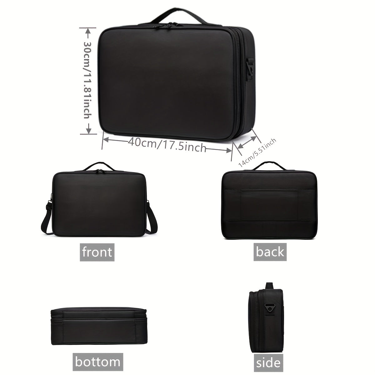 1pc Large Capacity Waterproof Cosmetic Organizer Case with Adjustable Compartments, Durable Detachable Makeup Brushes & Mirror Holder, Multiple Pockets for Travel, Professionals & Daily Use