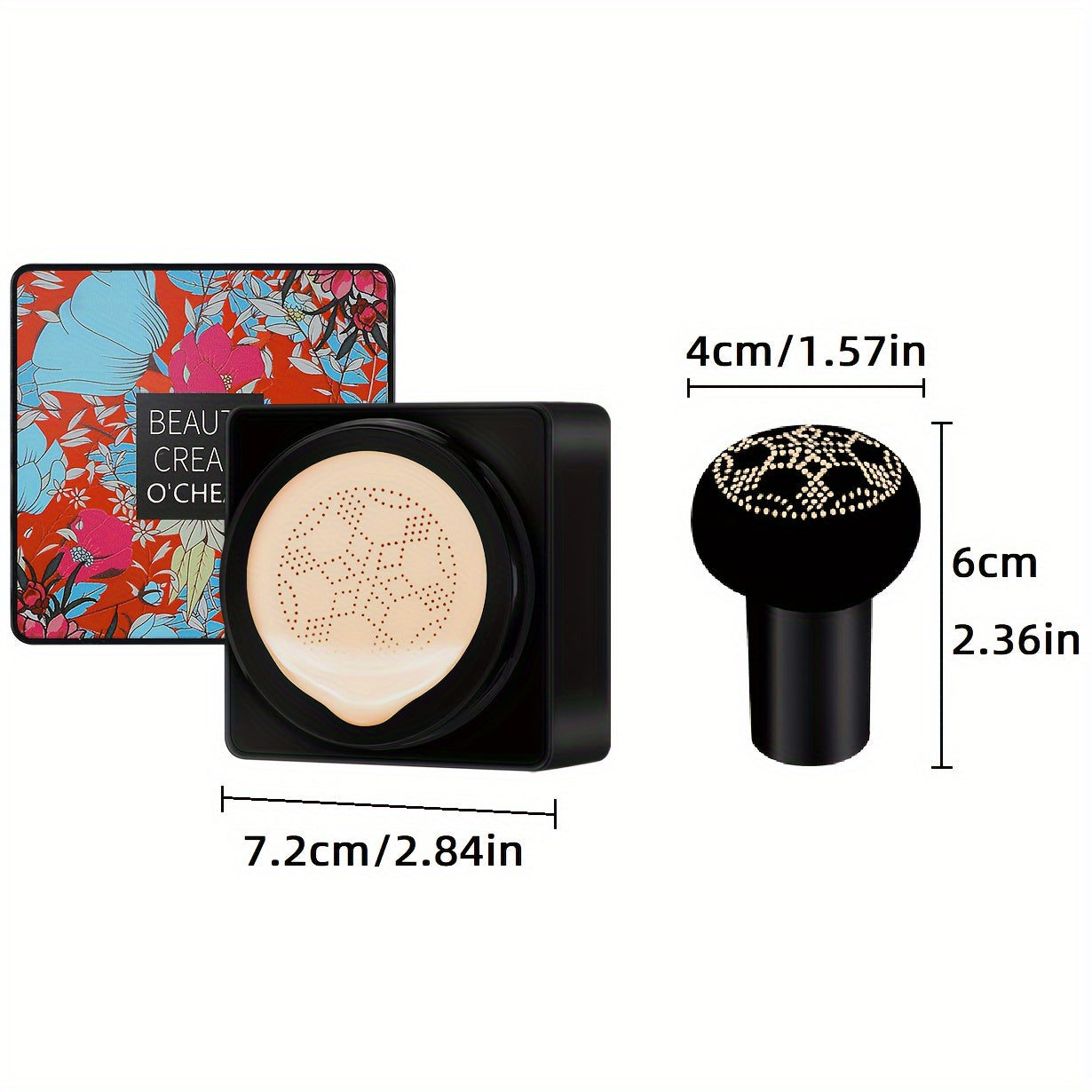 Mushroom Head Foundation BB Cream - Full Coverage, Long-Lasting Moisturizing Concealer for All Skin Types, Natural Nude Finish with Floral Packaging, Longlasting Foundation | Artistic Packaging | Vibrant Design