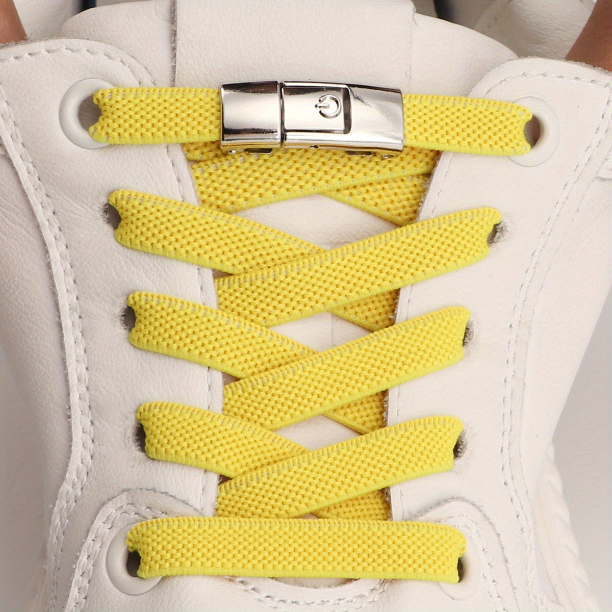 [Polyester Sneaker Accessories] White Polyester 1Pair Women's Sneaker Accessories, No Laces with Buckles