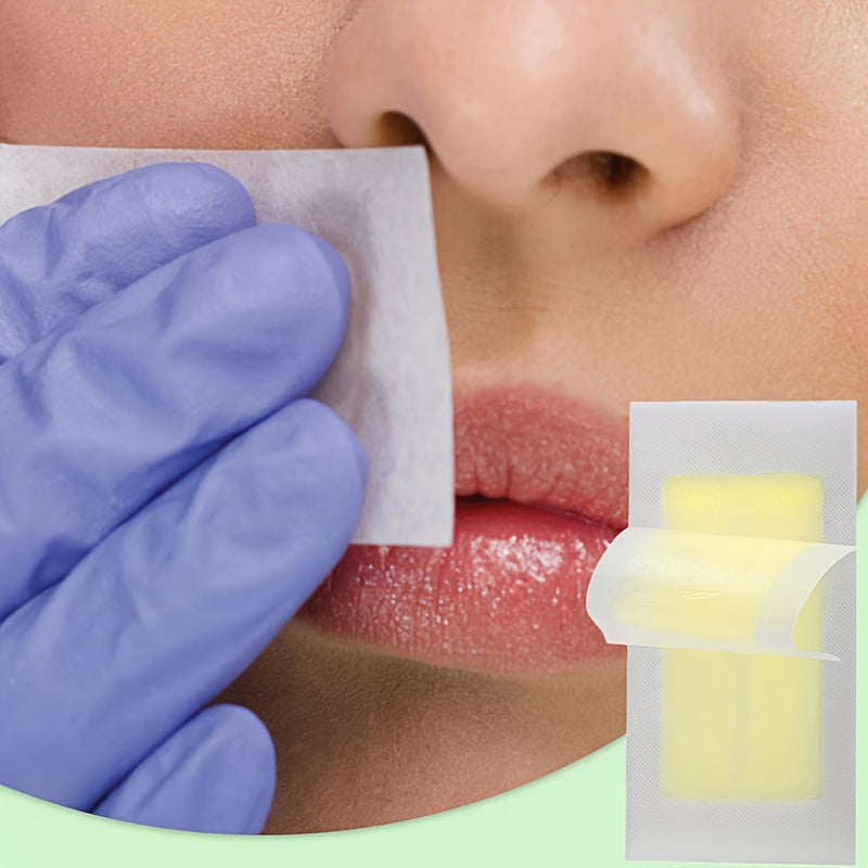 WAXKISS Green Aloe Vera Hair Removal Wax Strips Ready-To-Use Peel-Off Face Eyebrow Lip Mustache Cheek Wax Hair Removal Small Wax Strips Portable And Practical Painless And Fast Hair Removal Gentle And Non-Irritating 20 Small