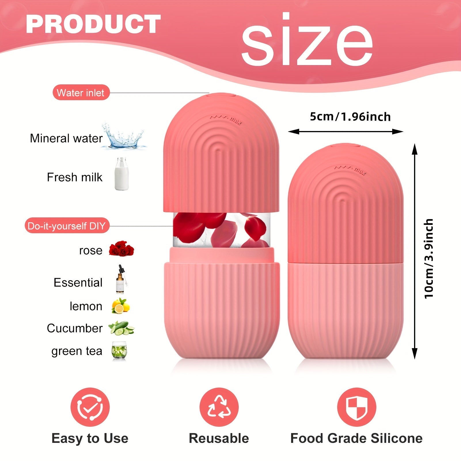 1pc Ice Roller for Face - Fragrance-Free, Battery-Free Skincare Tool for Glowing Light Beige- Ideal for Daily Facial Care & Massage