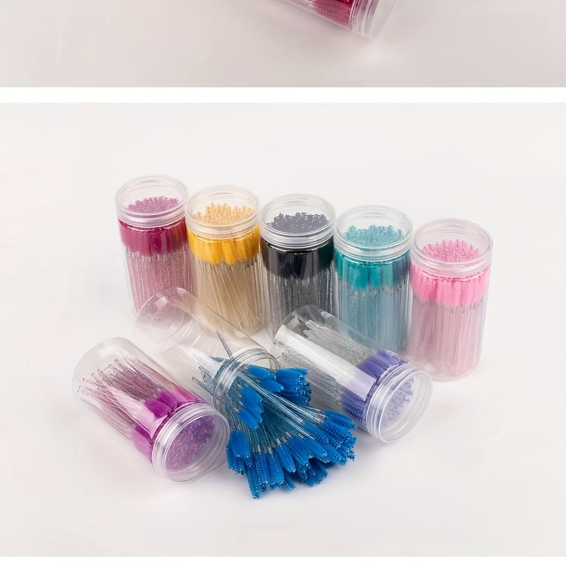 100pcs Eyelash Brushes with Container - Mascara Wands, Eyebrow Brush, and Eyelash Comb for Eyelash Extensions and Makeup Application