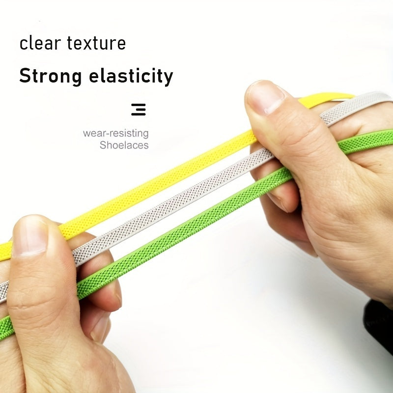 1Pair Elastic No-Tie Shoelaces, Lazy Metal Lock Laces For Women & Men