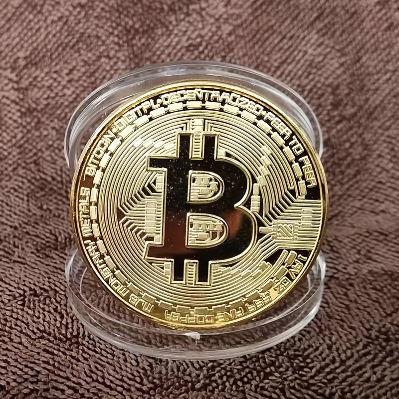 Golden Commemorative Coin Of Bitcoin, A Virtual Currency, As A Business Gift Item With Coin Craftsmanship For Foreign Trade.