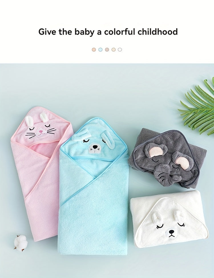 Cute Cartoon Design Baby Bath Towel & Hooded Bathrobe - Super Soft & Water Absorbent Microfiber For 0-2 Year Olds