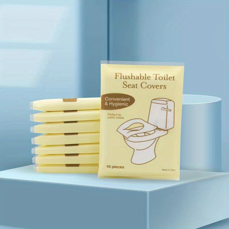 80Pcs/10Pcs Toilet Seat Covers Paper, Flushable Paper Toilet Seat Covers For Adults Potty Training, 100% Biodegradable, Travel Accessories For Public Restrooms, Airplane, Camping