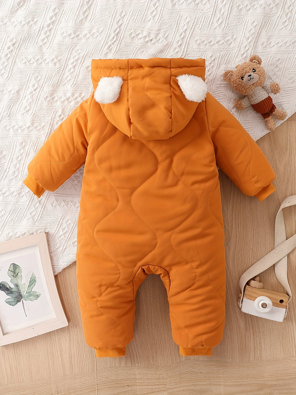Baby Thickened Romper Autumn and Winter Outdoor Suit Newborn Set with Fleece Lining Zipper for 0-1 Year Old Youngsters' Clothes Christmas/Halloween/Thanksgiving Day, for Outdoor
