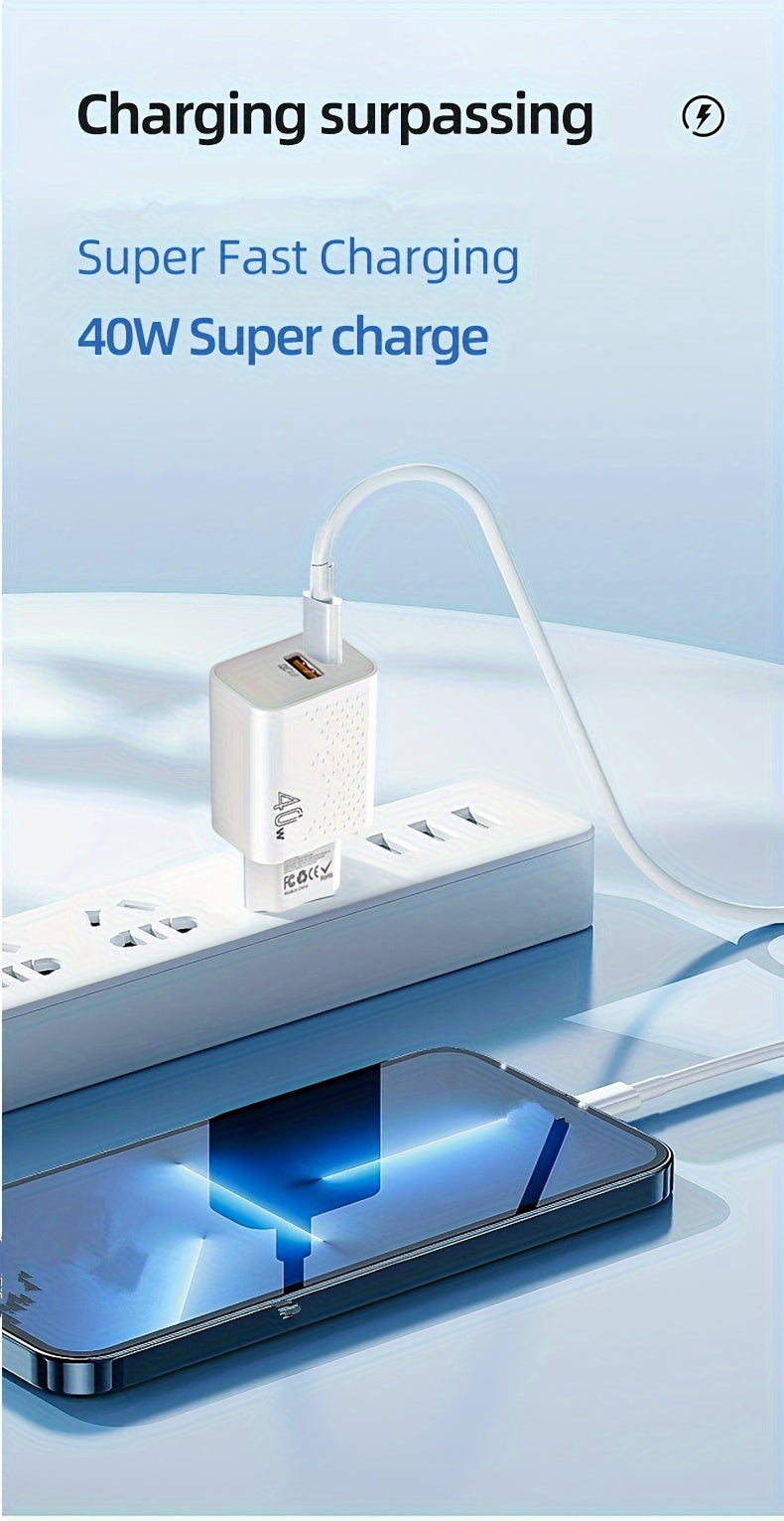 USB C Charger, 2-Port PD 3.0+QC4.0 Fast Charger USB Wall Charger, For Google Pixel 6/Pro, For IPhone 15/14/13/12/11/Mini/Pro Max, Pad Pro, For AirPods/samsung/Android Phone