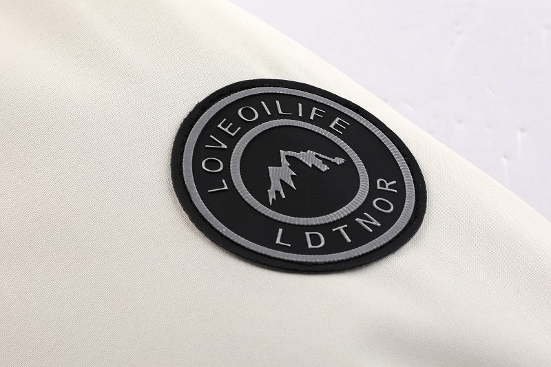 Men'S Winter Windbreaker Jacket with Lamb Fur Collar, Polyester 100% Windproof Zippered Sports Jacket, Alphabet Pattern, Regular Sleeve, Casual Outdoor Wear, H Fit, 150g/m² Fabric Weight