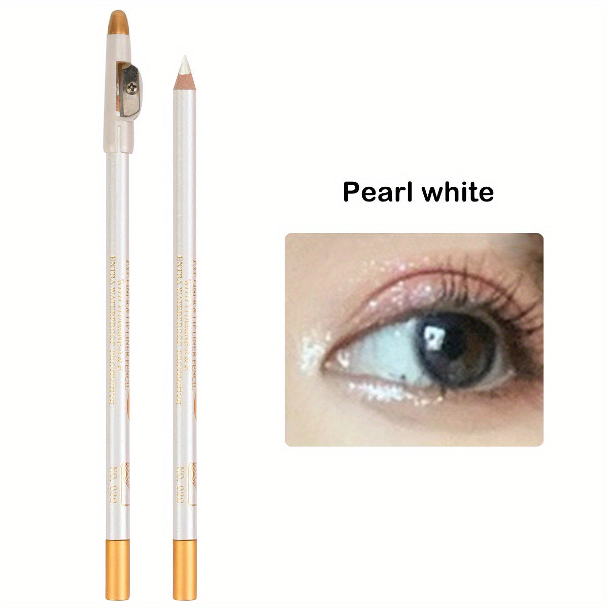 Wooden Makeup Pen With Pencil Sharpener Black Pearlescent White Multi-color Lip Liner Eyeliner Lying Silkworm Eyebrow Pencil Multi-purpose Makeup Tool Valentine's Day Gifts