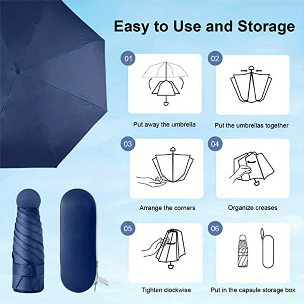 six-rib capsule umbrella, pocket umbrella