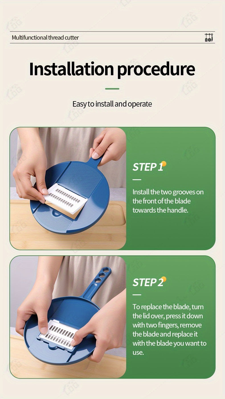 LDQ 12-in-1 Manual Vegetable Chopper & Food Processor - Heavy-Duty BPA-Free Multi-Functional Slicer/Shredder/Grater with Lock, Lever & Container for Carrots, Potatoes, Onions, Cucumbers, Radishes - Compact Kitchen