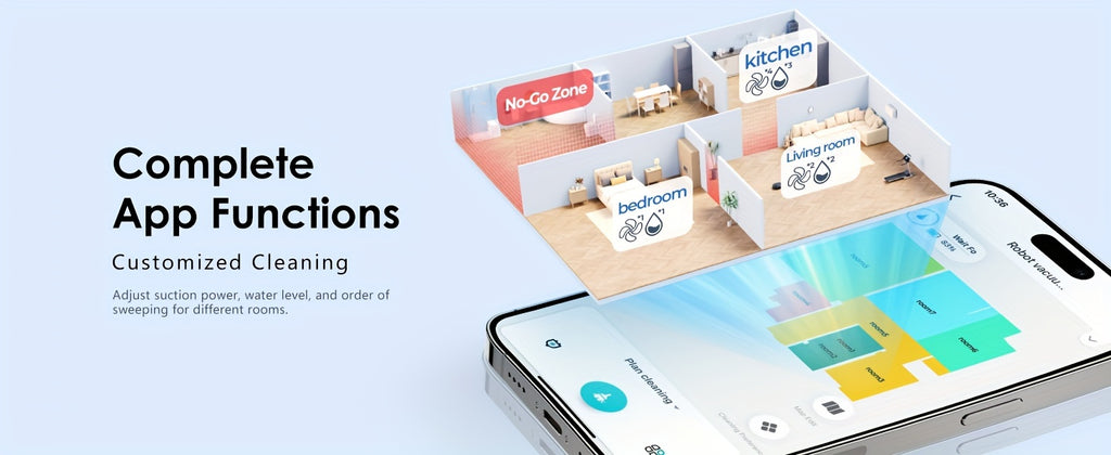 Lubluelu L15 Robot Vacuum And Mop Combo 5000Pa, Auto-Charging, 5 Maps, 30 No-go Zones, WiFi/App, 3 In 1 Robot Vacuum Cleaner For Pet Hair Carpet Hard Floor