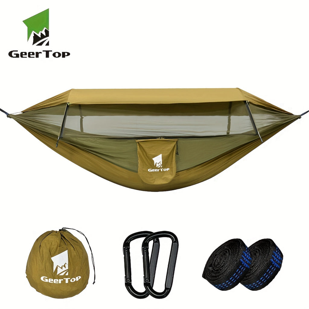 GEERTOP 3in 1 Outdoor Hammock with Mosquito Net Sun Shelter Rainfly, Double Sleep Rest Camping Hammock for Backpacking Travel Garden Park