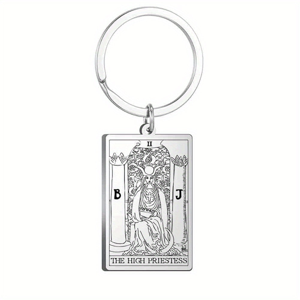 Vintage Stainless Steel Major Arcana Tarot Pendant Keychain - Powerful Divination Tool and Fashion Accessory