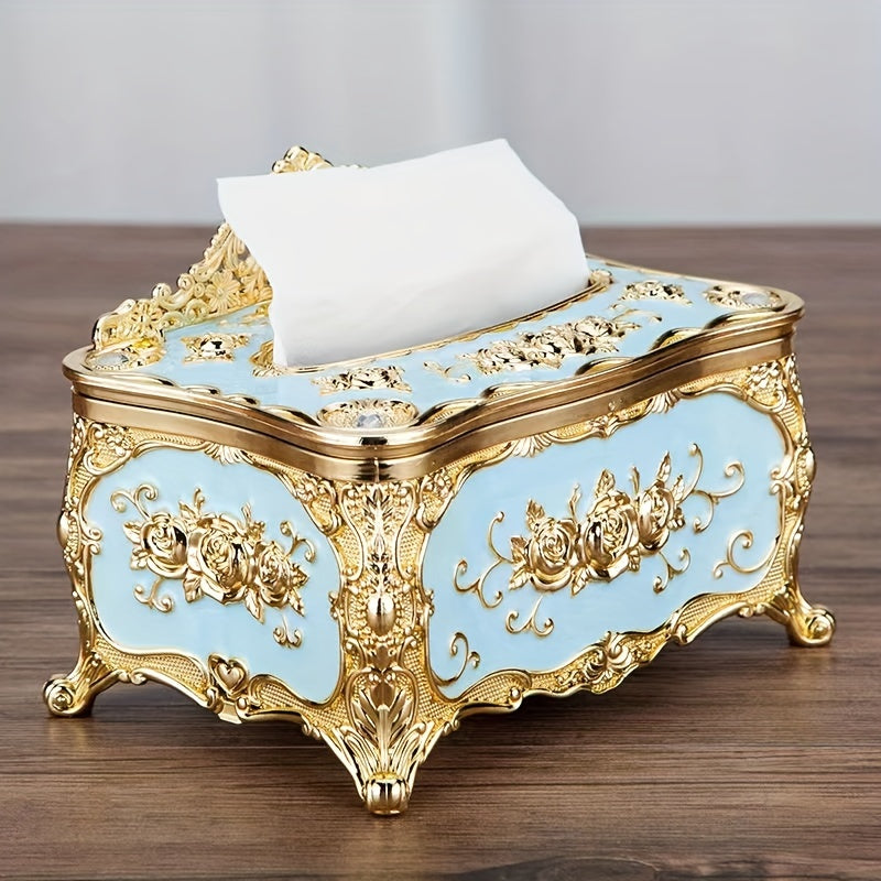 1pc Rose Crown Embossed Tissue Box - Luxurious Elegant Design Tissue Holders, Paper Holder, Napkin Holder - For Home, Living Room, KTV, Hotel, Bar, Club, Toilet, Bath - Perfect Gift for Housewarming & Wedding