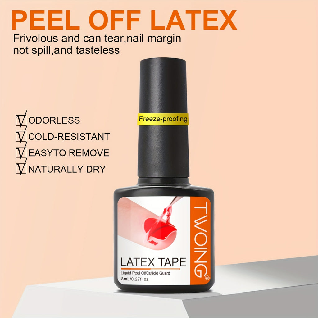 8ml Liquid Latex For Nails, Fast Drying Liquid Latex Nail Polish Barrier Peel Off Latex Tape, Nail Polish Skin Protector Cuticle Guard For Fingers Nail Painting For Various Nail Art, Without acetone
