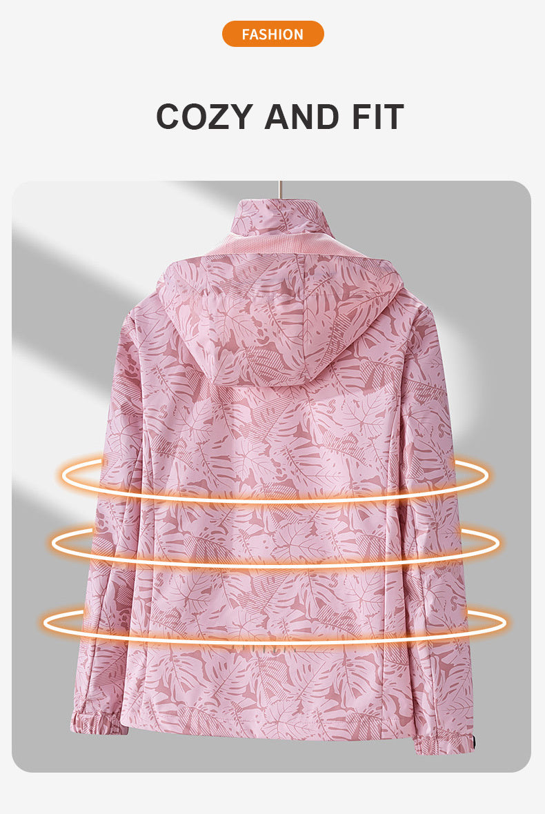 Women's Camouflage Outdoor Jacket: Windproof & Rainproof With Removable Hood - Perfect For Outdoor Adventures!