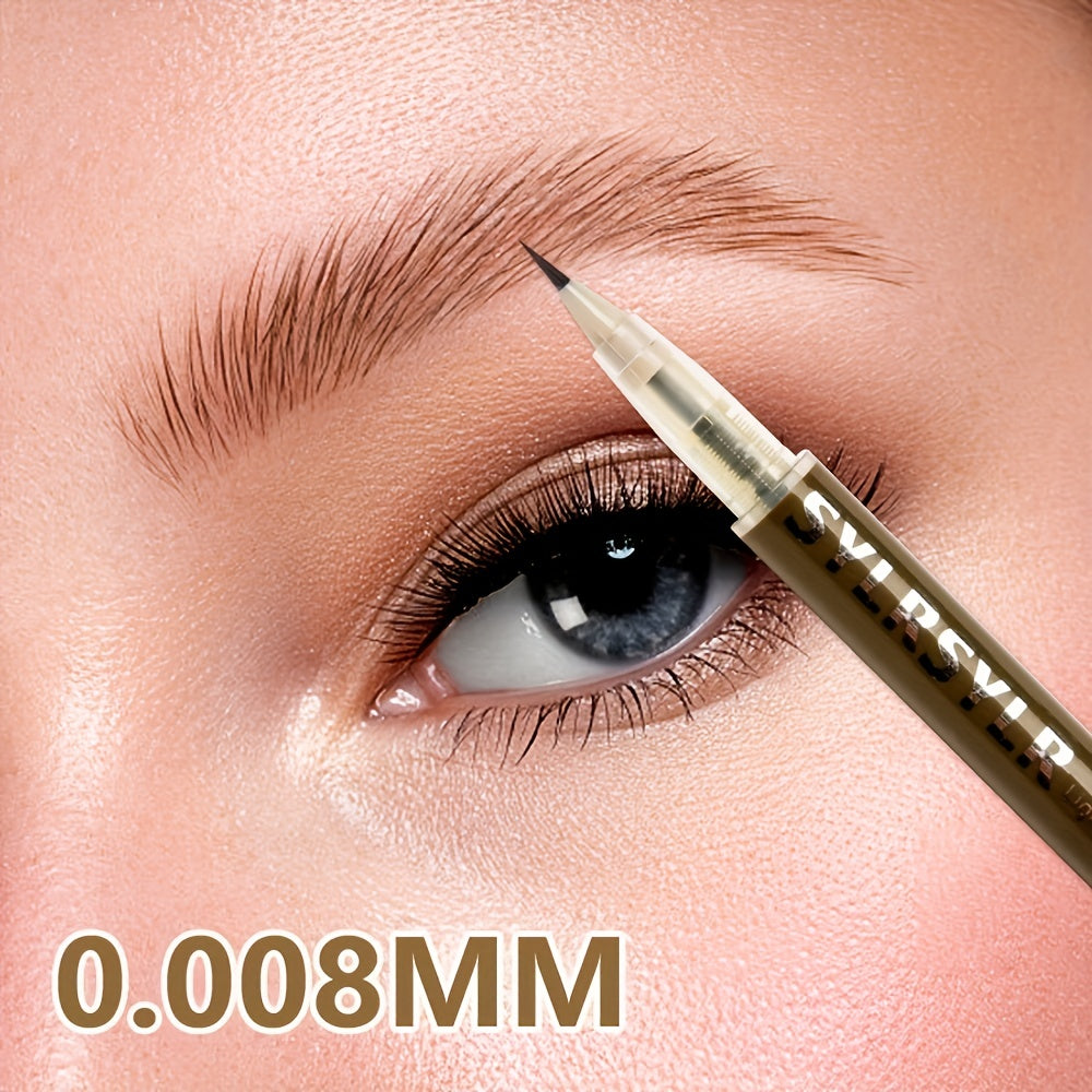 Ultra-Fine 0.008mm Waterproof Eyebrow Pen - Long-Lasting, Sweatproof, Smudge-Free Microblading Liquid Eyeliner with 2-in-1 Design for Precise, Natural-Looking Brows and Lashes - Professional, Easy-to-Use Makeup Essential