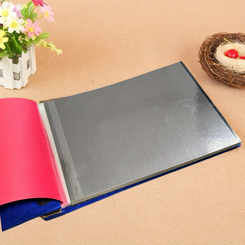 Cartoon Train Themed Felt Photo Album, Creative Self-Adhesive DIY Picture Book, Fabric Material With Gift Box Packaging