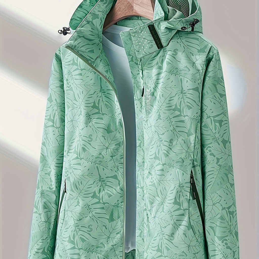 Women's Camouflage Outdoor Jacket: Windproof & Rainproof With Removable Hood - Perfect For Outdoor Adventures!