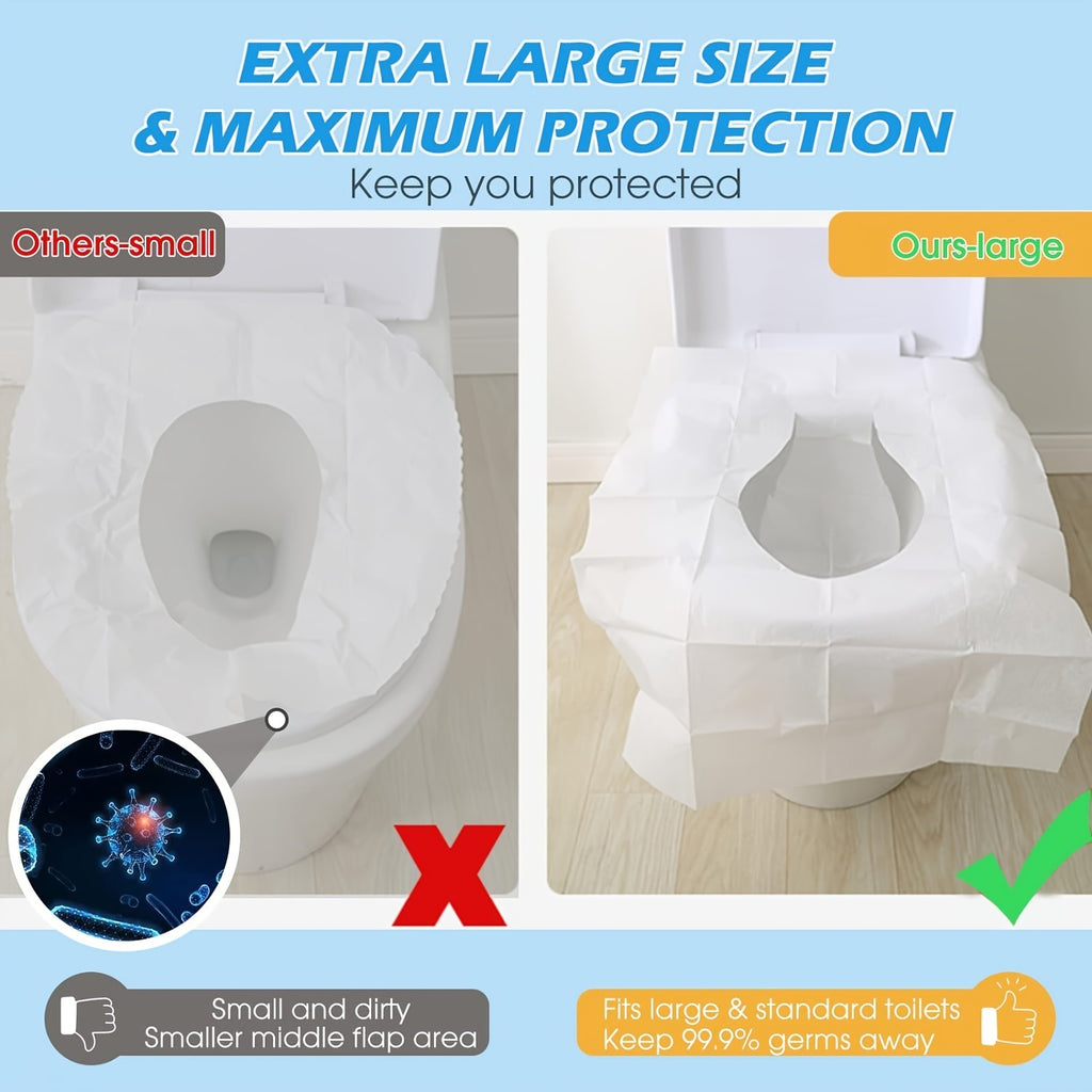 80Pcs/10Pcs Toilet Seat Covers Paper, Flushable Paper Toilet Seat Covers For Adults Potty Training, 100% Biodegradable, Travel Accessories For Public Restrooms, Airplane, Camping