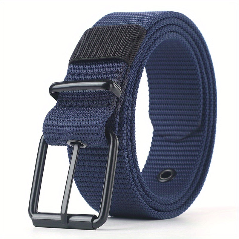 Men's perforated canvas belt with needle buckle, student youth Korean version, versatile denim belt, extended Women's trendy