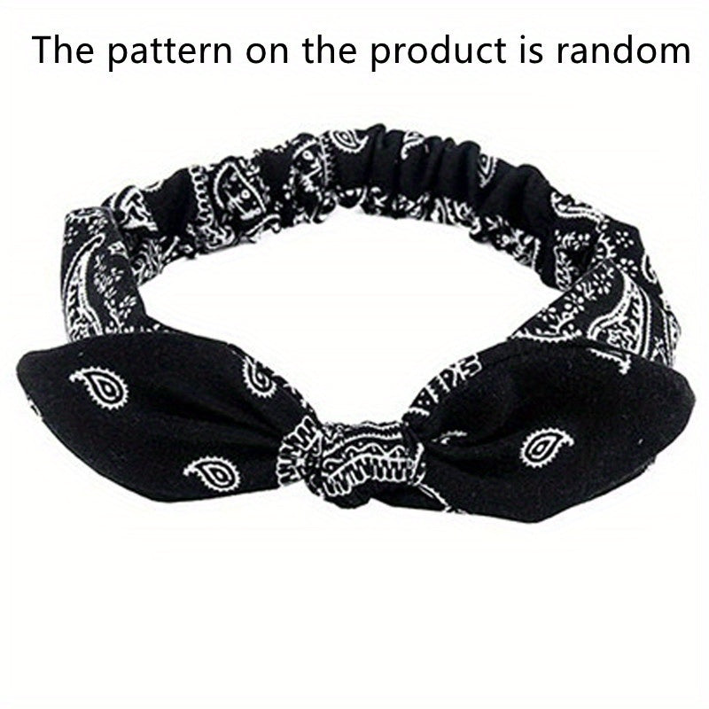 Paisley Print Boho Head Band Soft Headband Vintage Bowknot Elastic Hair Bands Hair Accessories