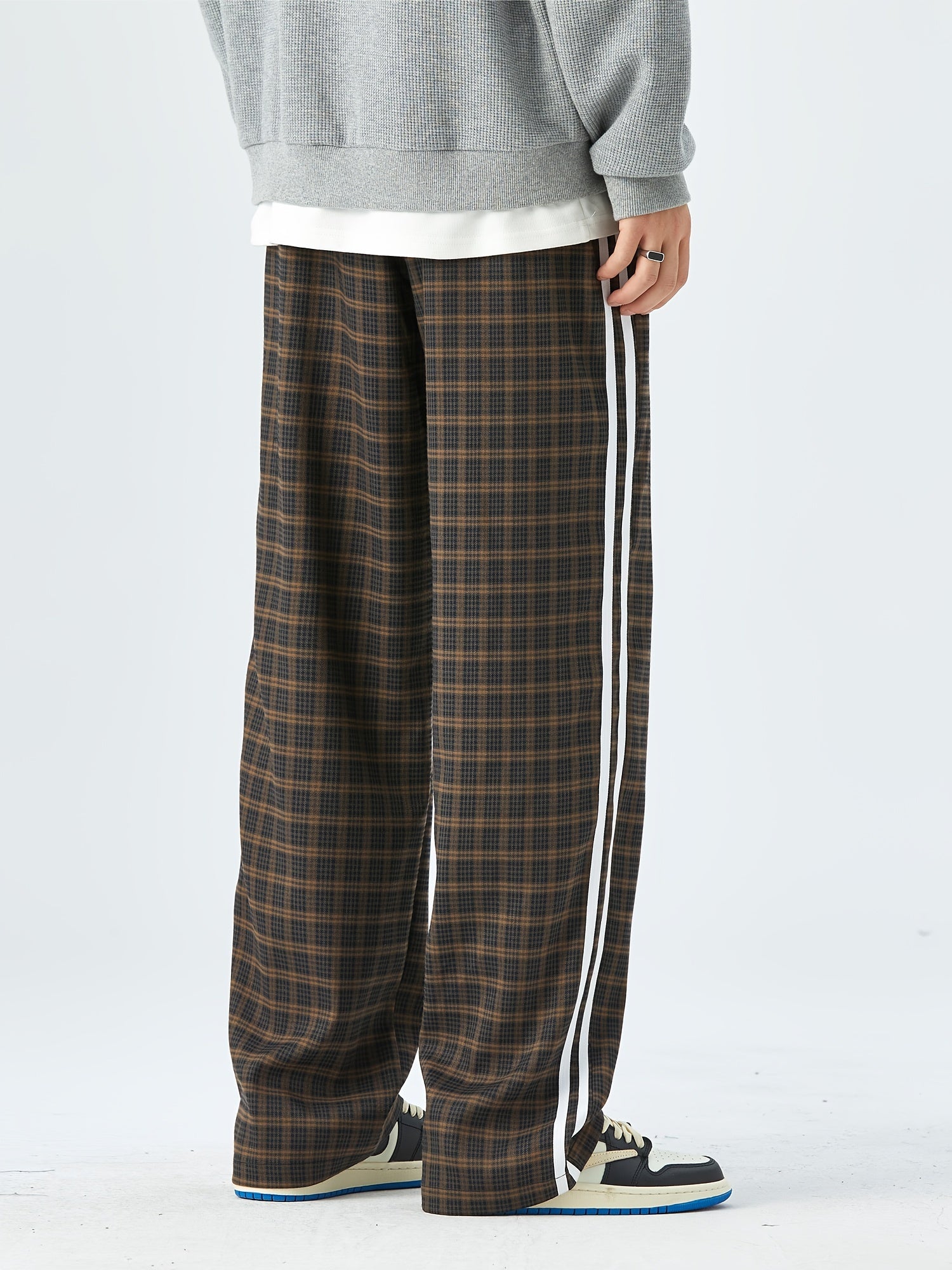 Men's Trendy Plaid Loose Pants For Spring/Fall