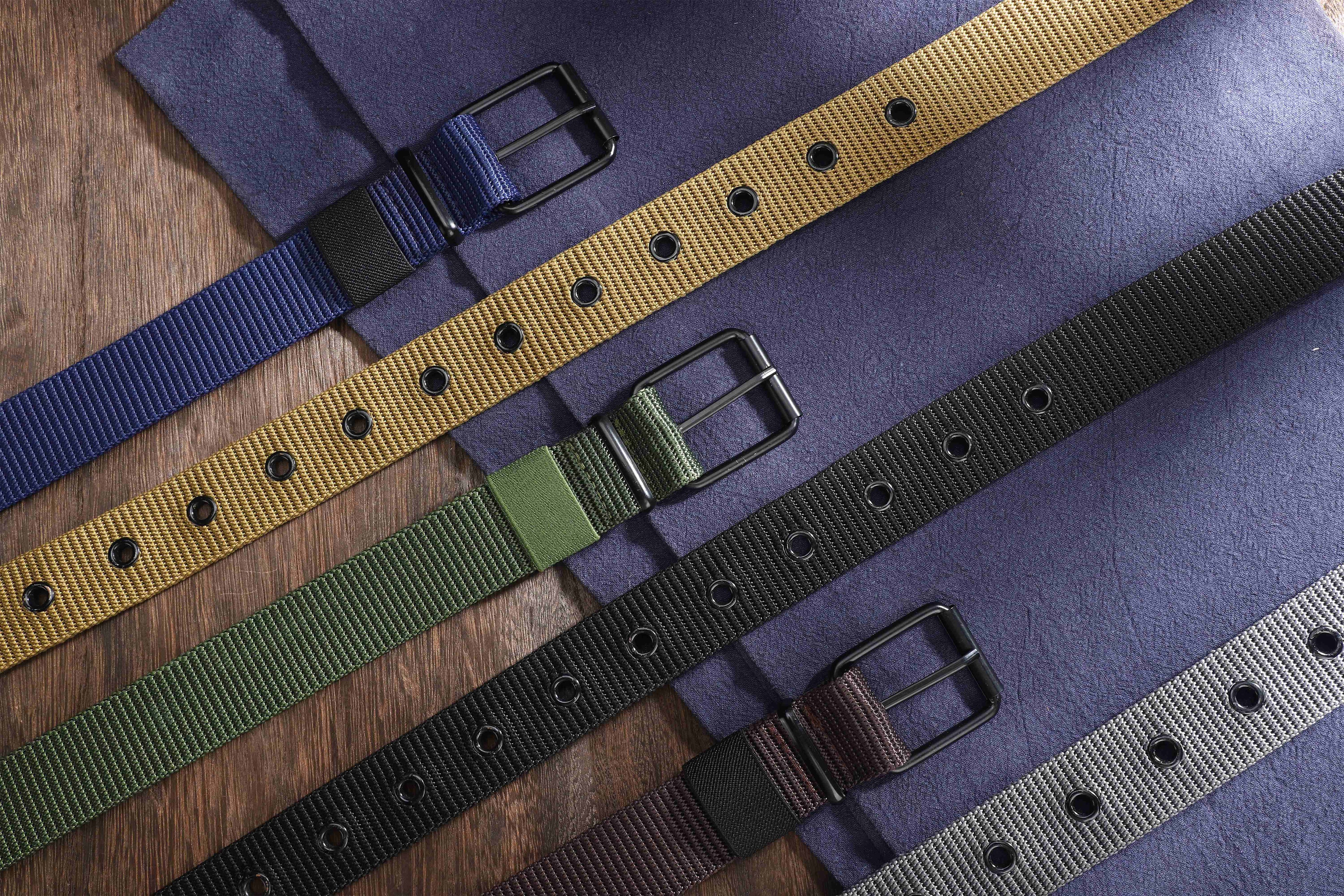 Men's perforated canvas belt with needle buckle, student youth Korean version, versatile denim belt, extended Women's trendy