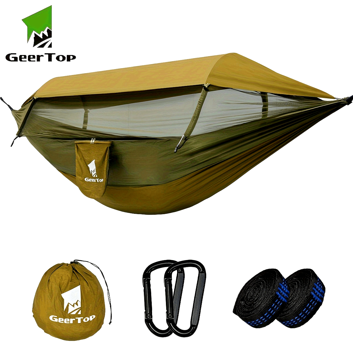 GEERTOP 3in 1 Outdoor Hammock with Mosquito Net Sun Shelter Rainfly, Double Sleep Rest Camping Hammock for Backpacking Travel Garden Park
