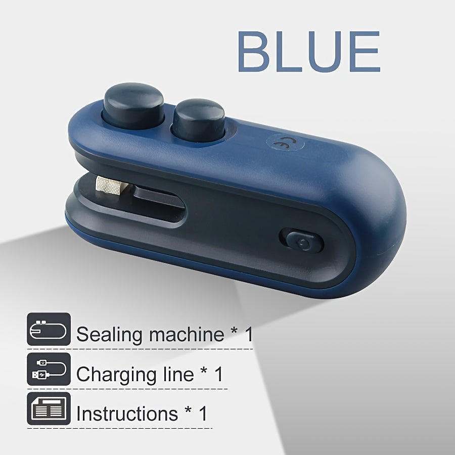 2-in-1 Rechargeable Mini Snacks Bag Sealer - USB-Powered Heat Seal & Cut Fresh Food Storage Bags, Compact Design with Built-in Battery, 16W, Plastic Material For Easy Storage & Freshness, Usb Powered Sealer, Durable Plastic S