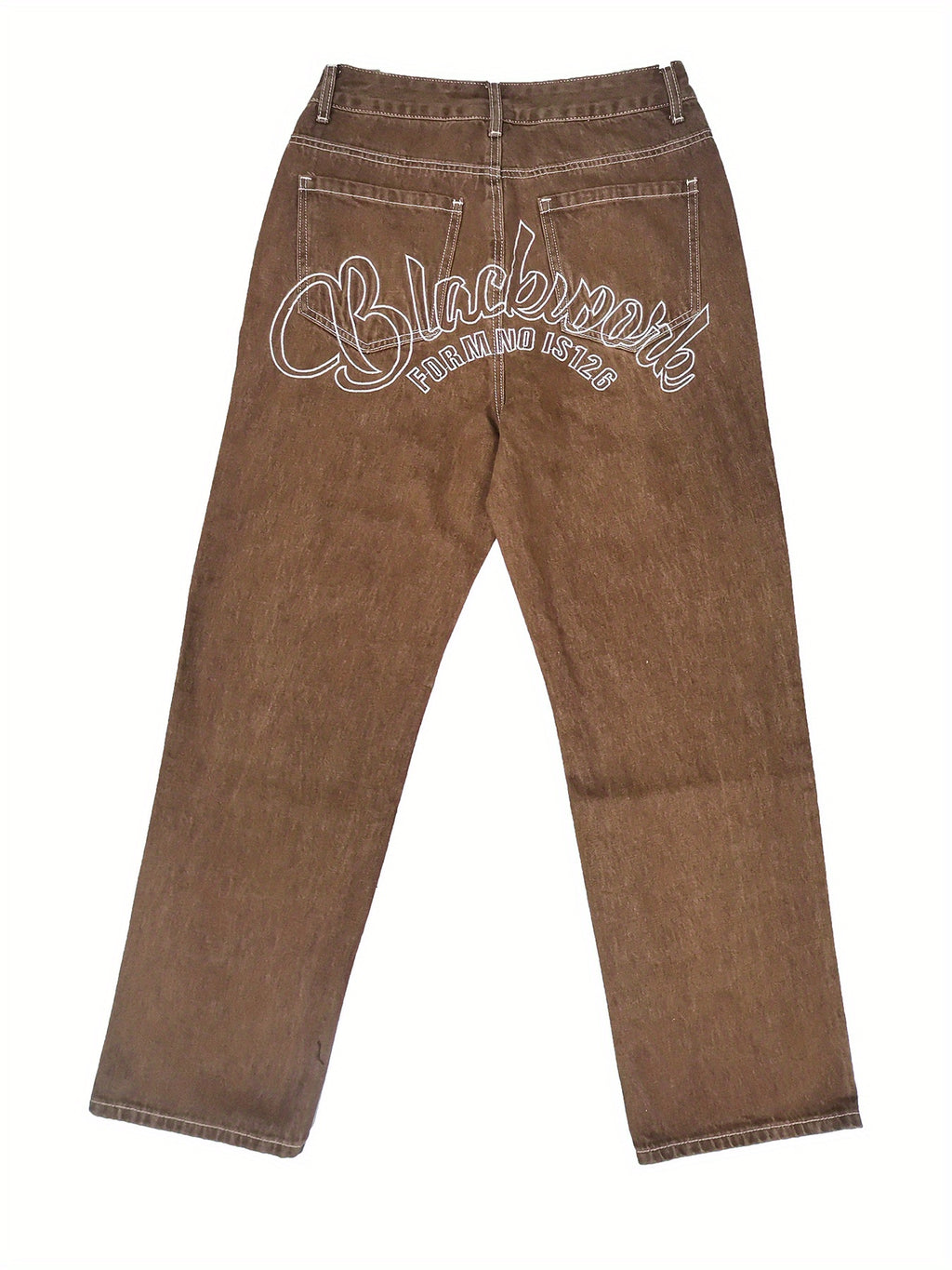 Y2k Letter Print Wide Leg Loose Fit Jeans, Men's Casual Slightly Stretch Street Style Multi Pocket Baggy Denim Pants For Spring Summer