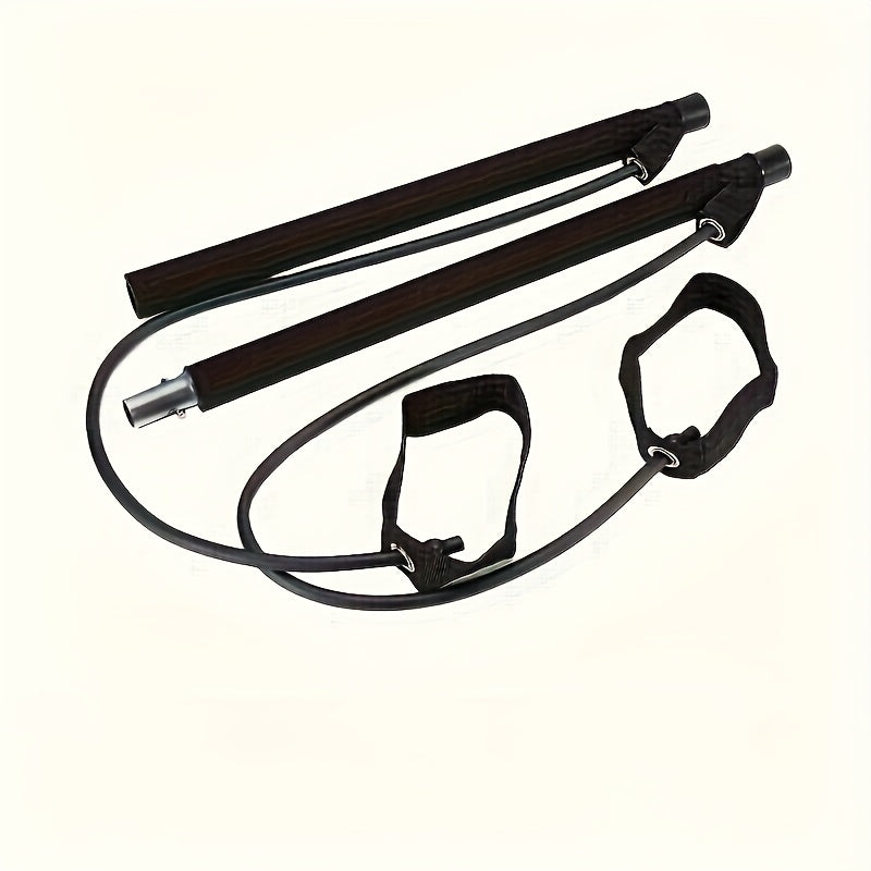 1pc Lingpeng Pilates Bar Kit with Colorful Resistance Bands - Stainless Steel Fitness Equipment for Men & Women, Ideal for Home Gym, Yoga, Squats & Full Body Shaping - Lightweight, Easy to Assemble & Carry, Gym Accessories