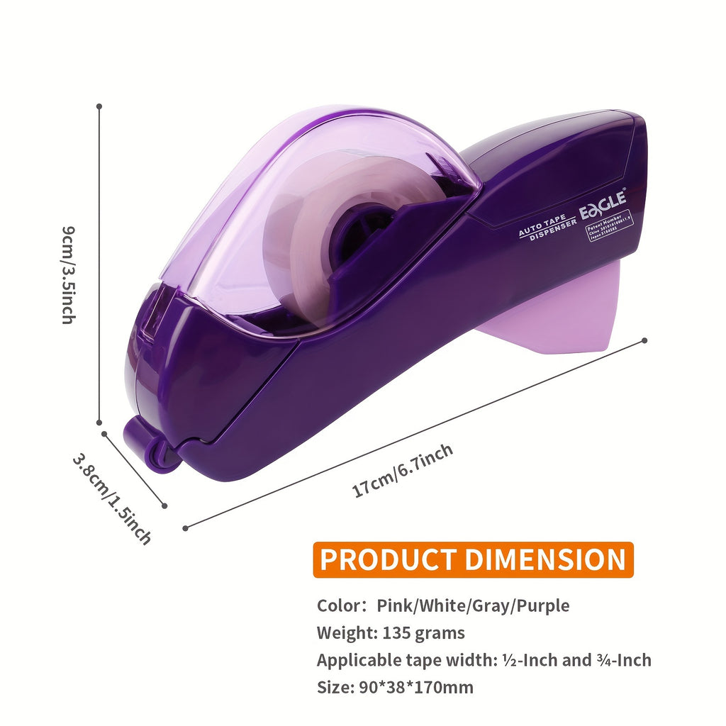 Automatic Tape Dispenser with One-Touch Operation - No Batteries Needed, Ergonomic Handheld Design for Gift Wrapping, Scrapbooking, Office Use - Compatible with 1.2cm/0.5" &, Durable Construction, Home Organizers