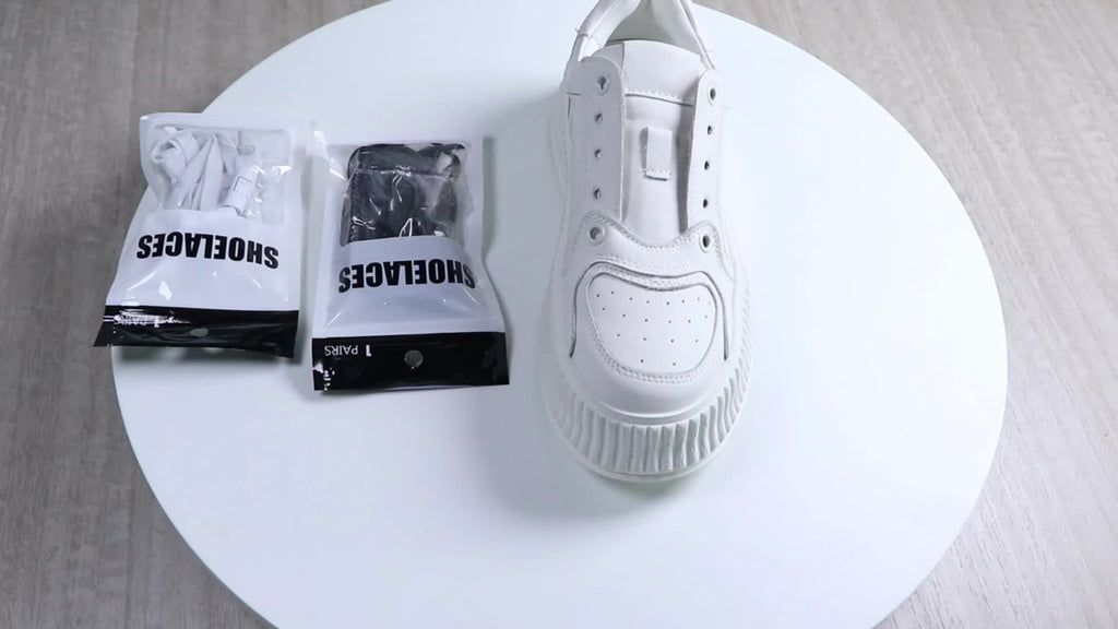 [Polyester Sneaker Accessories] White Polyester 1Pair Women's Sneaker Accessories, No Laces with Buckles