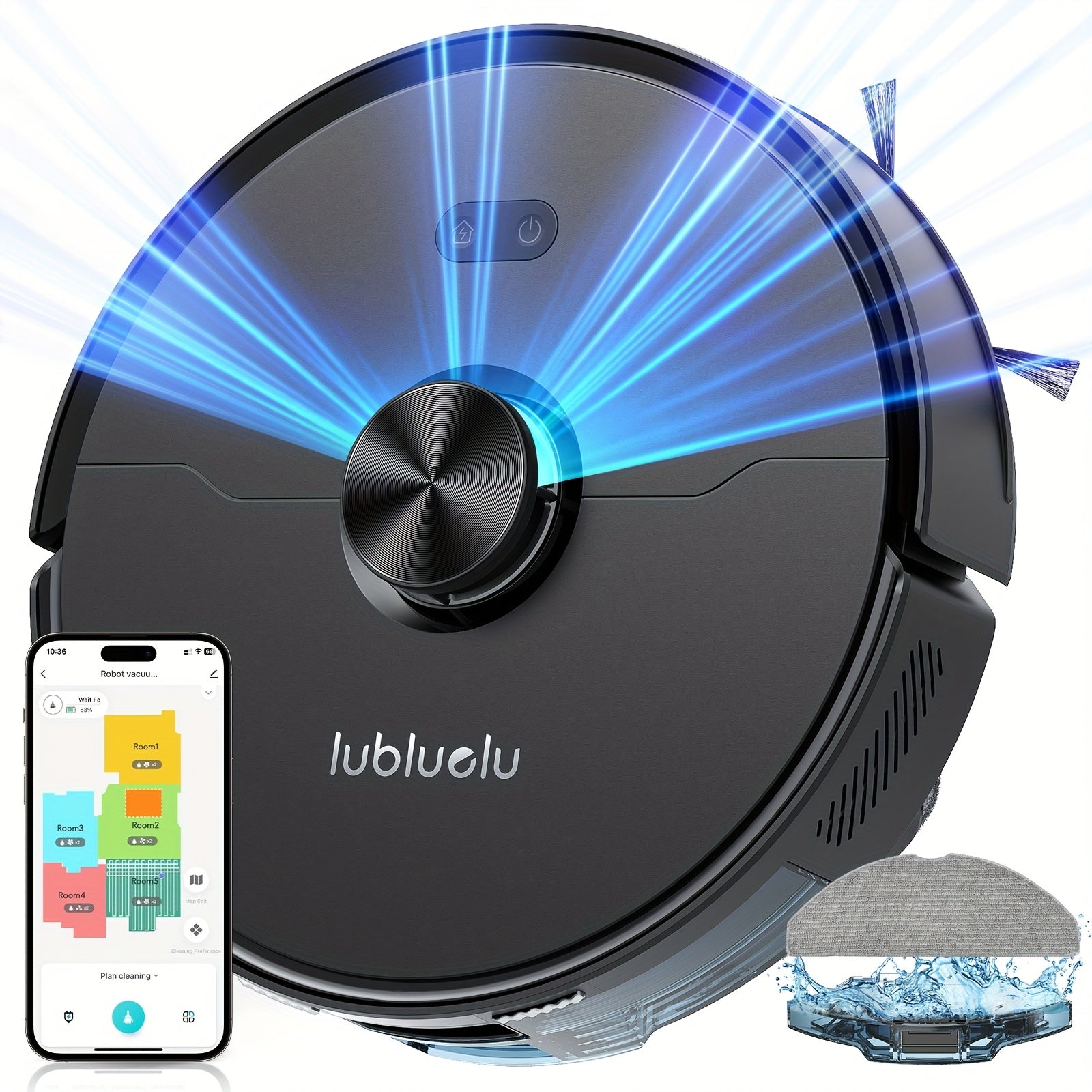 Lubluelu 6500Pa Robotic Vacuum, Robot Vacuum Cleaner And Mop Combo, 180Mins Max, 62dB, 34 No-Go Zones for Pet Hair Carpets Floor - B40/L15Ultra