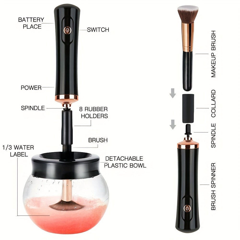 QuickClean Battery-Operated Makeup Brush Cleaner - Efficient Residue Removal, Adjustable Speeds, With Drying Function, Perfect for Home and Travel Use