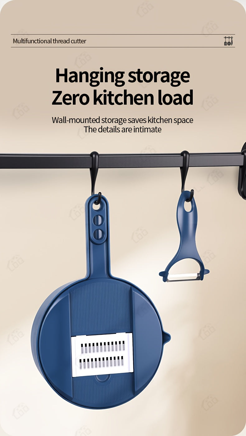 LDQ 12-in-1 Manual Vegetable Chopper & Food Processor - Heavy-Duty BPA-Free Multi-Functional Slicer/Shredder/Grater with Lock, Lever & Container for Carrots, Potatoes, Onions, Cucumbers, Radishes - Compact Kitchen