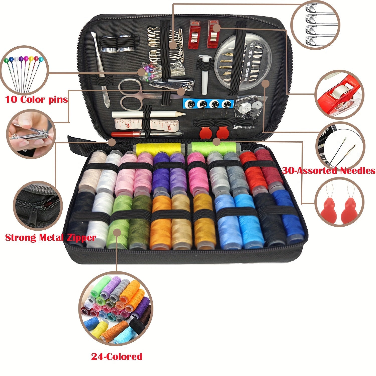 [104pcs Mini Sewing Kit] 43/98/104pcs Mini Travel Sewing Kit - 24-Color Threads, Needles & Accessories for Small Fixes & Emergency Repairs