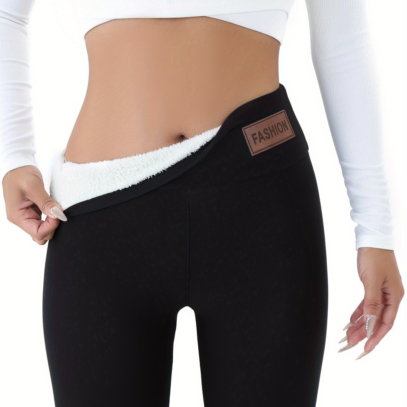 Autumn and Winter Fashion Label Tight Body Warm and Comfortable Tight Bottoms, High Elastic Warm Women's Sportswear