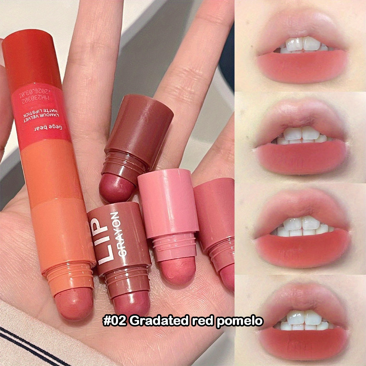 Four-Color Velvet Matte Lipstick Pen - Long-Lasting, Brightening, Natural Makeup Lipstick for Valentine's Day Gifts - Misty Color Pigment, Crayon Design, Easy to Apply