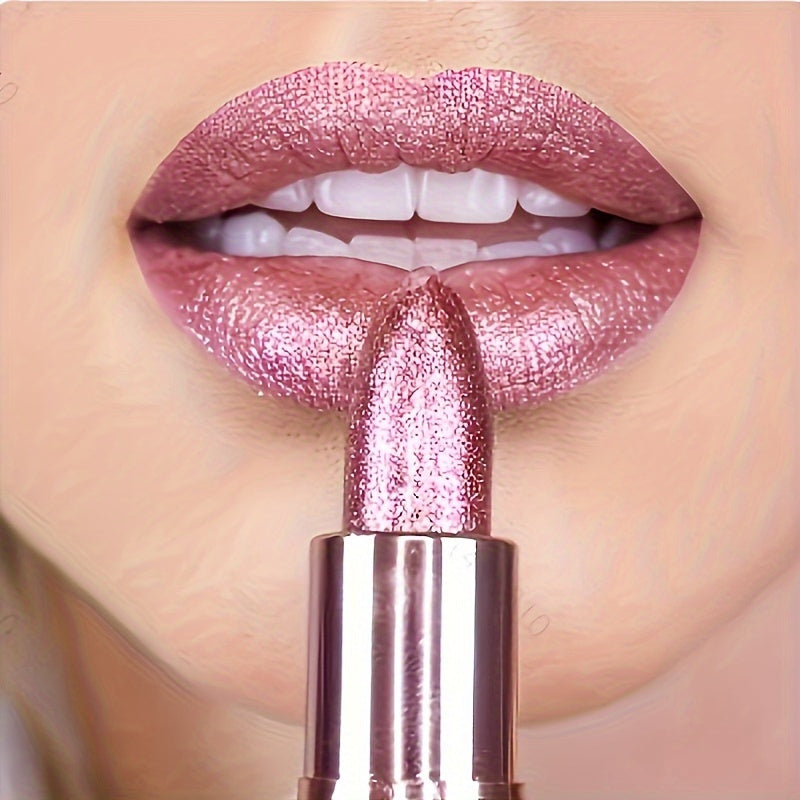 [Rose Lipstick] Long-Lasting Rose Smoke Powder Lipstick | Glossy Velvet Texture, Waterproof & Anti-Fouling, Shimmering Pink Shade | Perfect for Valentine's Day Gifts & Casual Attire