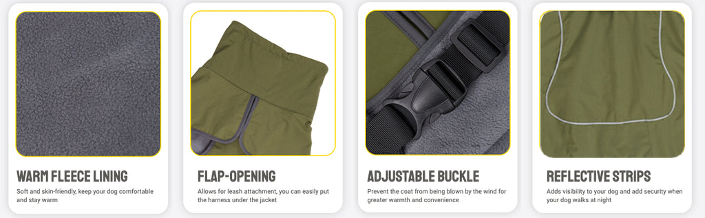 Double-Layer Winter Dog Jackets, Dog Coats For Large Dogs In Winter, Dog Raincoat - Waterproof Dog Clothes Christmas Gift