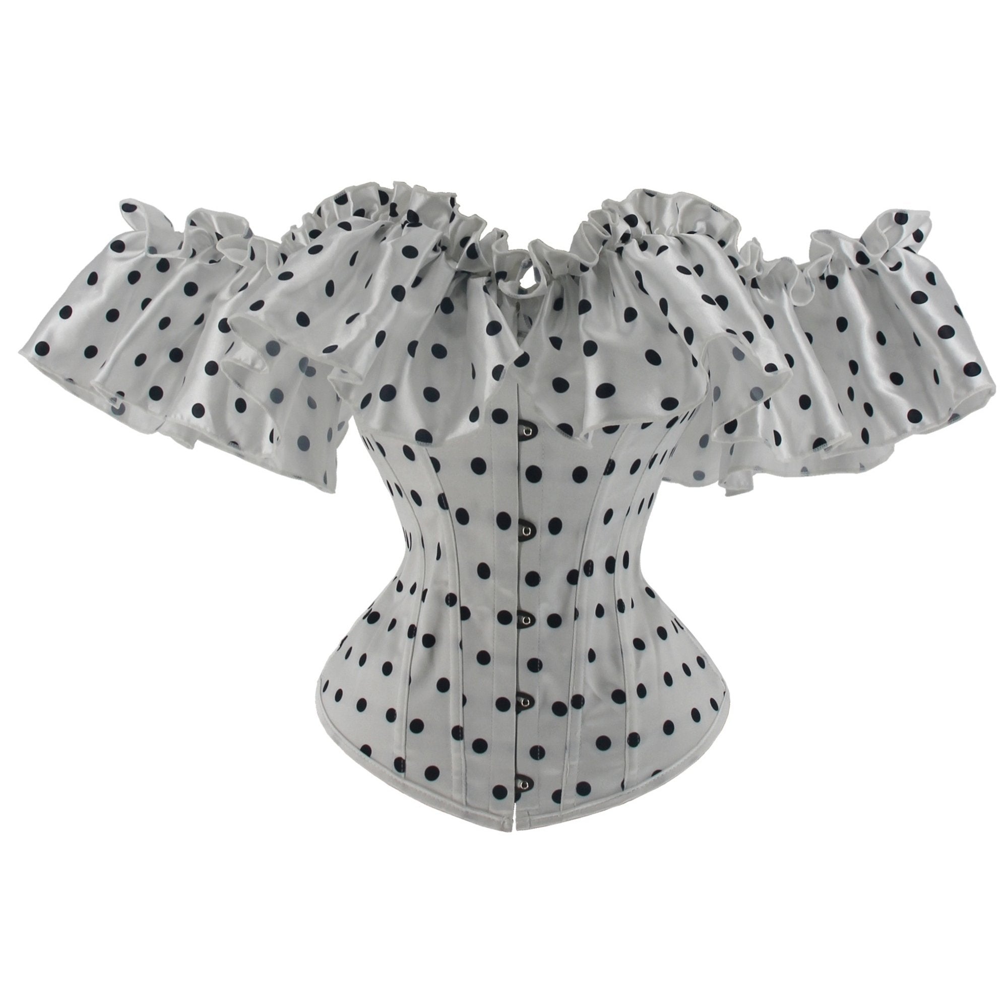 Black Flounce Sleeve Corset Tops, Lace Up Bustier Shapewear Top, Women's Lingerie & Shapewear