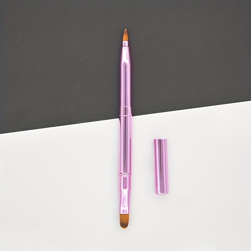 Two-Headed Retractable Lipstick Brushes - Soft Nylon Bristles, Durable Metal Rod, Unscented, All Skin Types, Portable Makeup Tool with Protective Cover for Women and Ladies