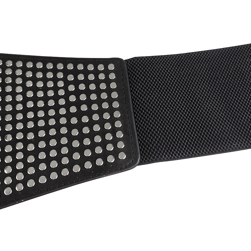 Wide Elastic Studded Belt Female Waist Gothic Plus Size Stretch Girdle Ladies Long Belts For Women Corset Waistband