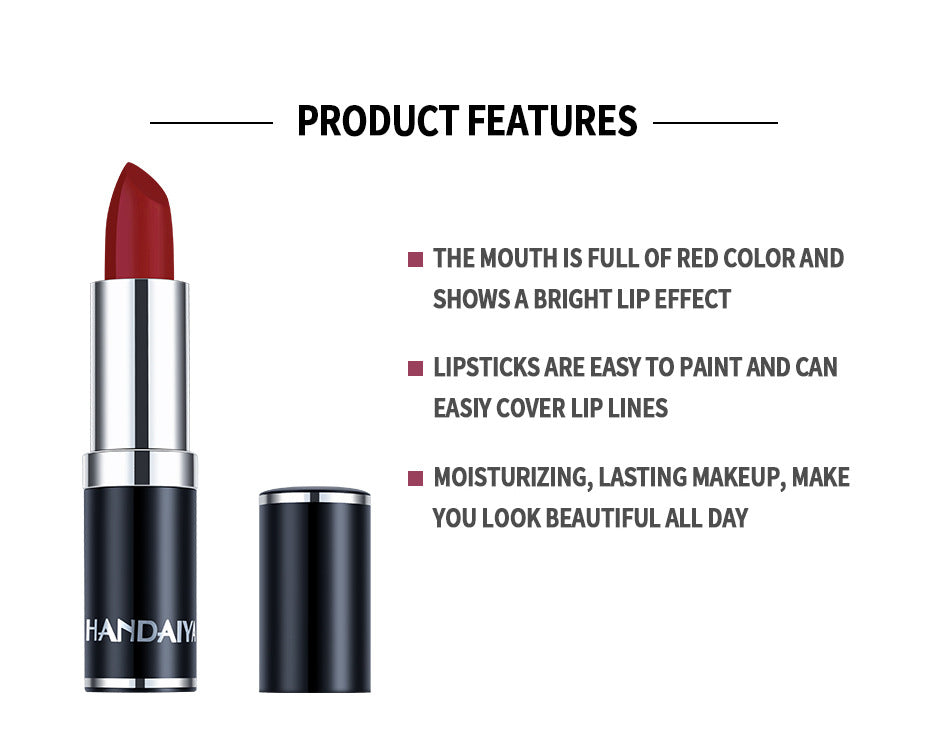 Waterproof Long Lasting Matte Lipstick Cosmetic Makeup Liquid Lip Gloss, 12 Colors Contain Plant Squalene