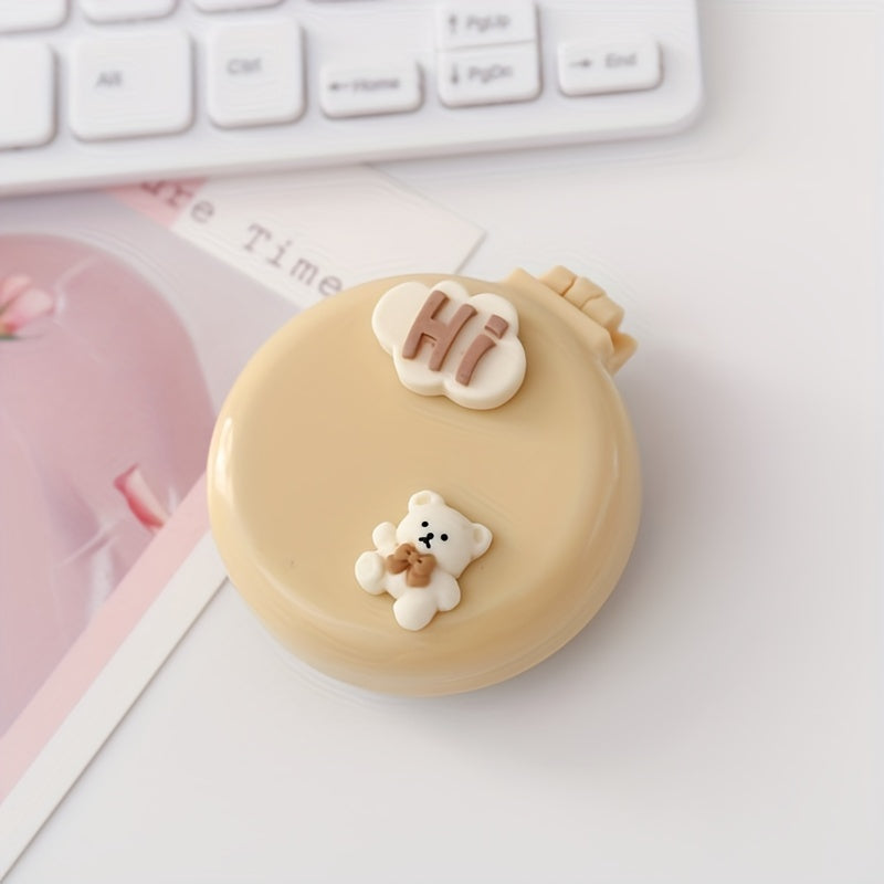 Cute Folding Airbag Comb With Mirror Cartoon Round Pocket Hair Brush With Makeup Mirror Compact Travel Hairbrush Mini Hair Massage Comb For Women And Girls
