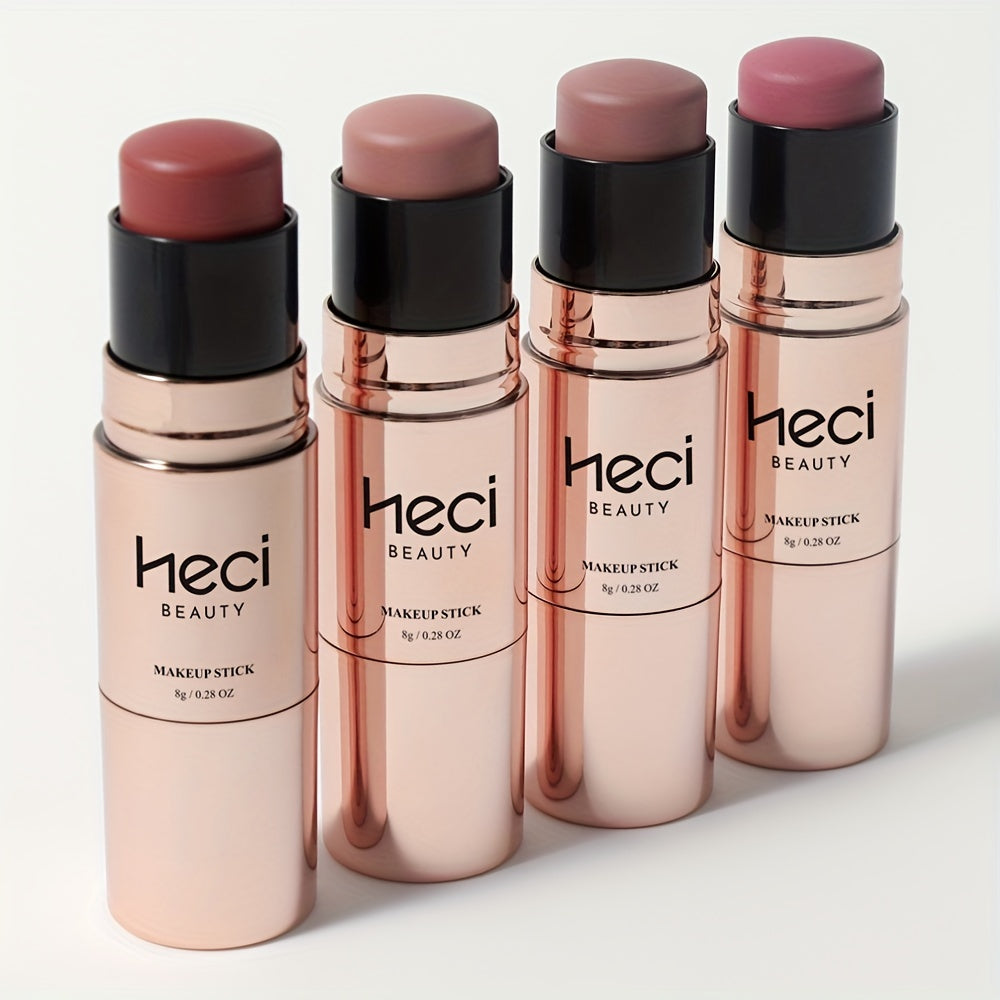 2-in-1 Rose Golden Blush Stick - Waterproof, Lightweight, Long-Lasting Makeup with Built-in Brush for Lip Gloss and Eyeshadow - Suitable for All Skin Types, Easy to Apply and Blend